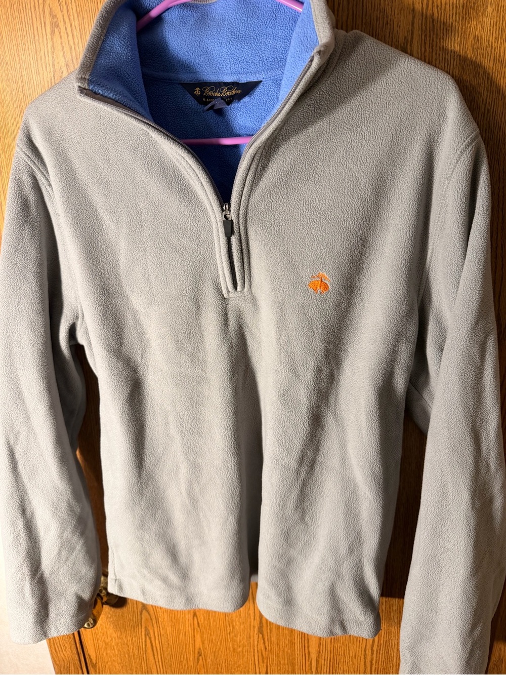 Brooks Brothers Light Gray Quarter-Zip Fleece Sweater - Picture 2 of 6
